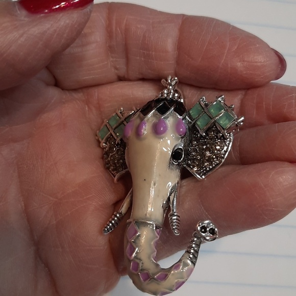 Jewelry - New Silver and Purple Elephant Brooch